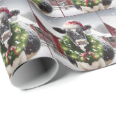 Koe met kerstkrans cadeaupapier (Rol Hoek)