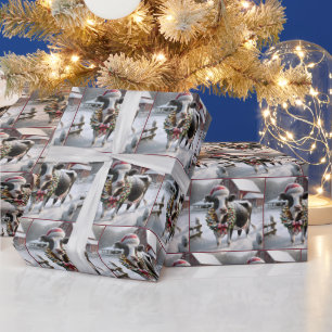 Koe met kerstkrans cadeaupapier