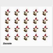 KOE MET KERSTMANHOED RONDE AANPASTBARE STICKER (Vel)
