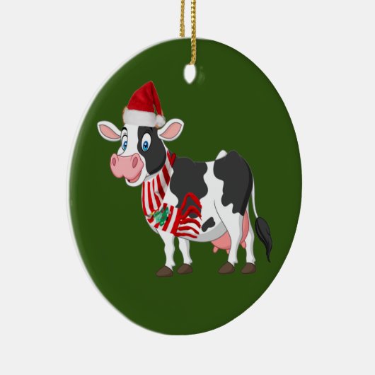 Koe met kerstmis met Pet Keramisch Ornament (Rechts)