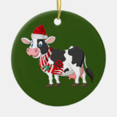 Koe met kerstmis met Pet Keramisch Ornament (Voorkant)