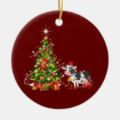 Koe met kerstmis met Pet Keramisch Ornament (Voorkant)