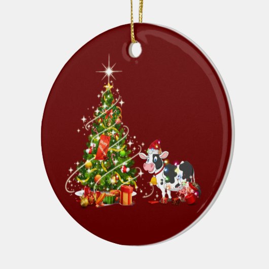 Koe met kerstmis met Pet Keramisch Ornament (Links)