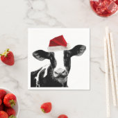 Koe met kerstmuts in de hand servetten (Insitu)