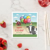 Koe met kleurrijke ballonnen Kind jarig Servet (Insitu)