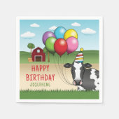 Koe met kleurrijke ballonnen Kind jarig Servet (Voorkant)