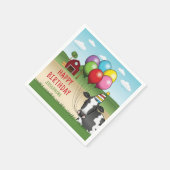 Koe met kleurrijke ballonnen Kind jarig Servet (Hoek)