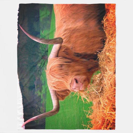 Koe met lange hoorns fleece deken (Voorkant)