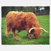Koe met lange hoorns fleece deken (Voorkant (Horizontaal))