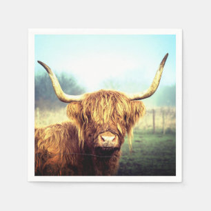 Koe met lange hoorns servet