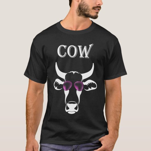 Koe met paarse zonnebril t-shirt (Voorkant)