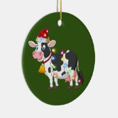 Koe met Pet lichte kerstmis Keramisch Ornament (Rechts)
