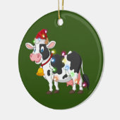 Koe met Pet lichte kerstmis Keramisch Ornament (Links)