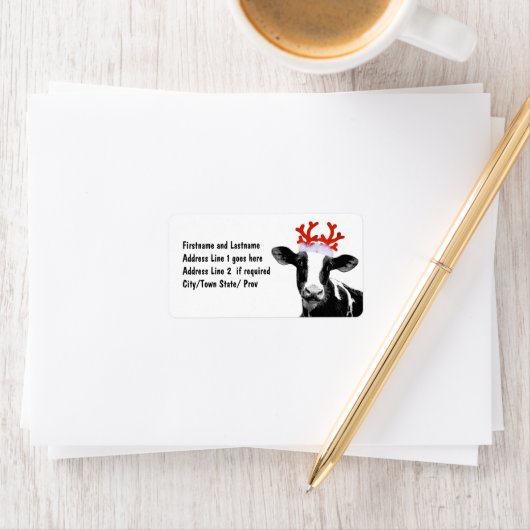 Koe met rendierAntlers Etiket (Insitu)