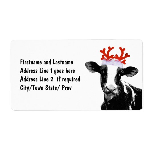 Koe met rendierAntlers Etiket (Voorkant)