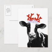 Koe met rendierAntlers Feestdagenkaart (Voorkant / Achterkant)