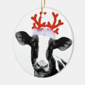Koe met rendierAntlers Keramisch Ornament (Links)