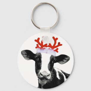 Koe met rendierAntlers Sleutelhanger