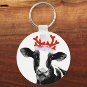 Koe met rendierAntlers Sleutelhanger (Voorkant)
