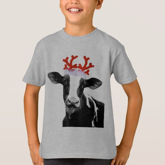 Koe met rendierAntlers T-shirt (Voorkant)