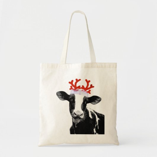 Koe met rendierAntlers Tote Bag (Voorkant)