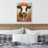 Koe met rode rozenkroon in bloei canvas afdruk (Insitu (Slaapkamer))