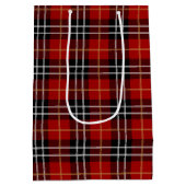 Koe met Santa Pet op Tartan Plaid Medium Cadeauzakje (Achterkant)