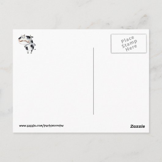 Koe met snor briefkaart (Achterkant)