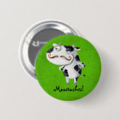 Koe met snor ronde button 5,7 cm (Voorkant /achterkant)