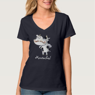 Koe met snor t-shirt