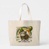 Koe met St. Patrick's Day ruit Grote Tote Bag (Achterkant)