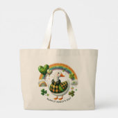 Koe met St. Patrick's Day ruit Grote Tote Bag (Achterkant)