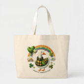Koe met St. Patrick's Day ruit Grote Tote Bag (Voorkant)