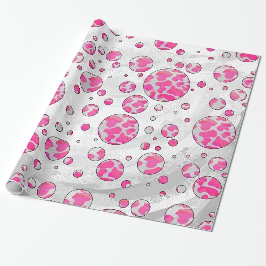 Koe met Stippen Roze en Wit Cadeaupapier (Uitgerold)