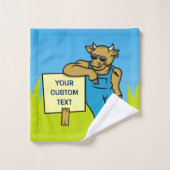 Koe met teken bad handdoek (Wasdoekje)