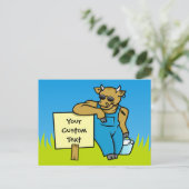 Koe met teken briefkaart (Staand voorkant)