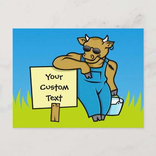 Koe met teken briefkaart (Voorkant)