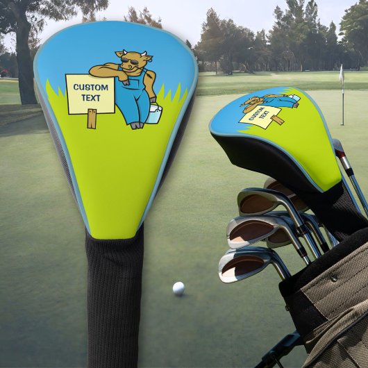 Koe met teken golfheadcover