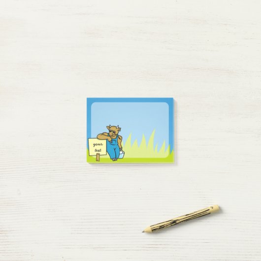 Koe met teken post-it® notes (Op bureau)