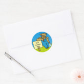 Koe met teken ronde sticker (Envelop)