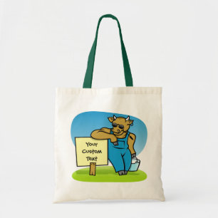 Koe met teken tote bag