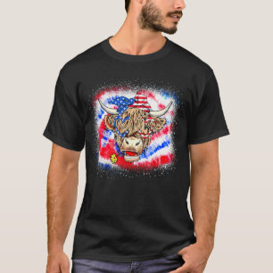 Koe met Usa-vlag 4 juli-bandana en bril T-shirt