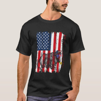 Koe Met Usa Vlag Patriottische Boer Usa Koe Dier T-shirt