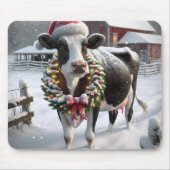 Koe met vakantiekrans muismat (Voorkant)