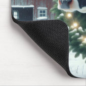 Koe met verlichte kerstkrans muismat (Hoek)