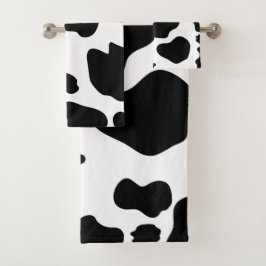 Koe met vlekken print zwart & wit rustieke boerder bad handdoek
