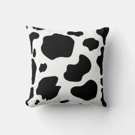Koe met vlekken print zwart & wit rustieke boerder kussen