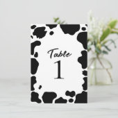 Koe Met Vlekken Print Zwart Wit Tafelnummer (Staand voorkant)