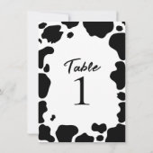 Koe Met Vlekken Print Zwart Wit Tafelnummer (Achterkant)
