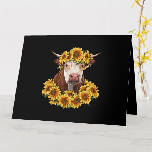 Koe met zonnebloemen die de Koe van boerenleven ov Kaart (Gele Bloem)